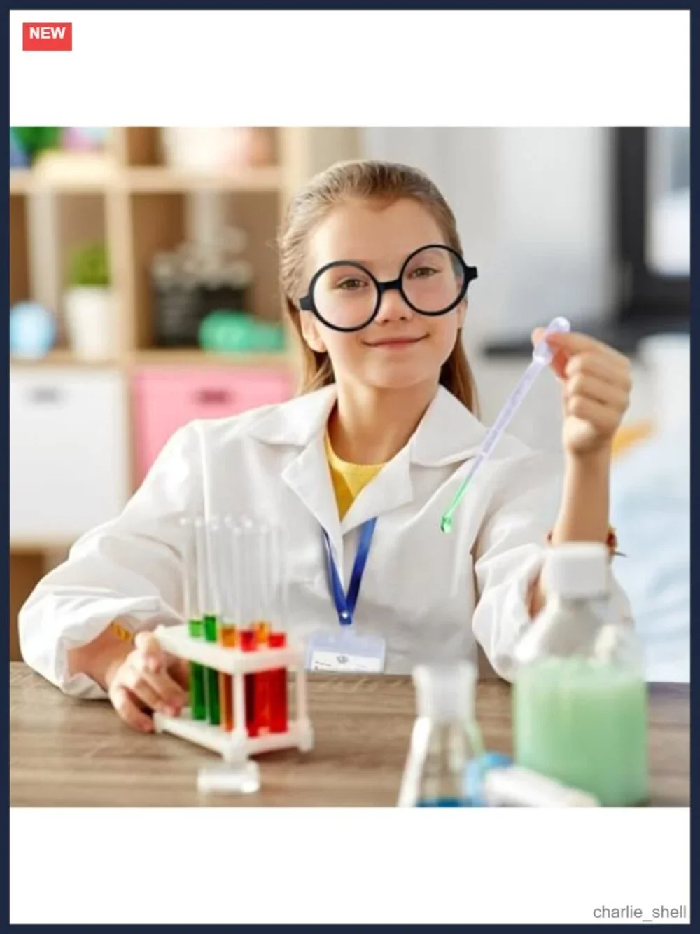 Kids Scientist Costume Lab Coat Pretend Play Set Goggles Gloves ID Card